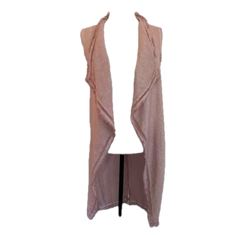 Angela Mara Pale Pink Rag Style Distressed Open Cardigan Size Medium